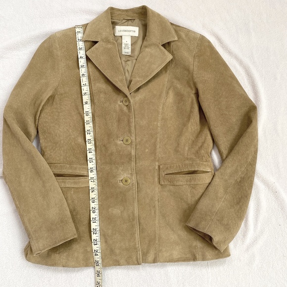 Liz Claiborne Tan Suede Leather Blazer Jacket, Size M - Picture 7 of 9